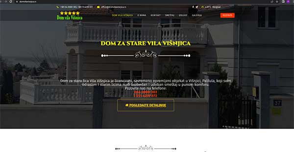 Izrada sajta za Dom za stare Vila Višnjica 